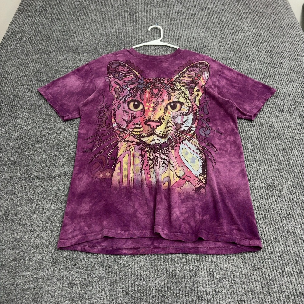 The Mountain T Shirt Unisex M Purple Cotton Cat Graphic Tie Dye Art Boho Y2K
